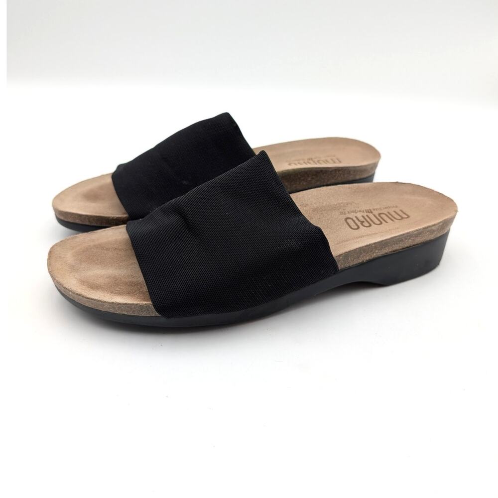 Munro Casita Slide Sandal Open Toe Women's Black/Beige Size US7M EU37.5